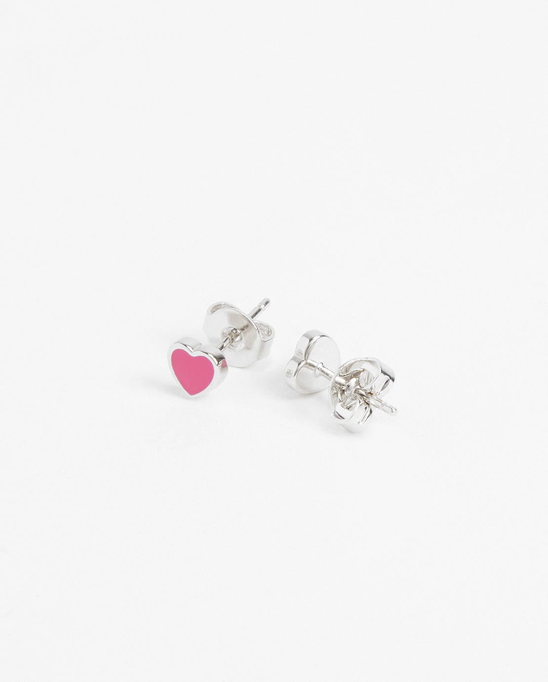 Hot Pink Heart Enamel Stud Earrings